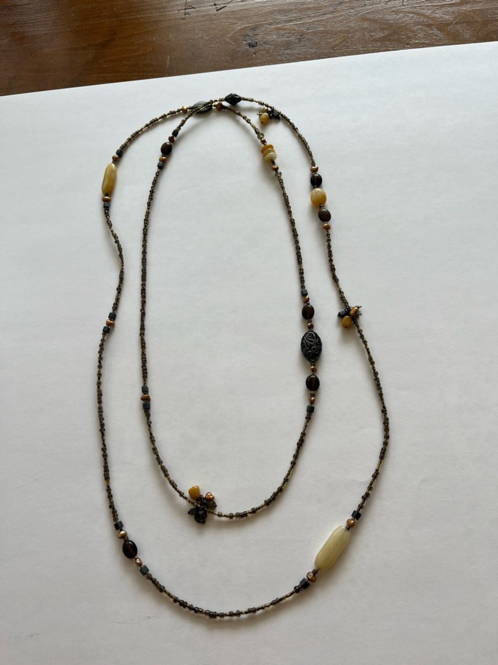 Silpada Brown and Cream Bead Layered Necklace